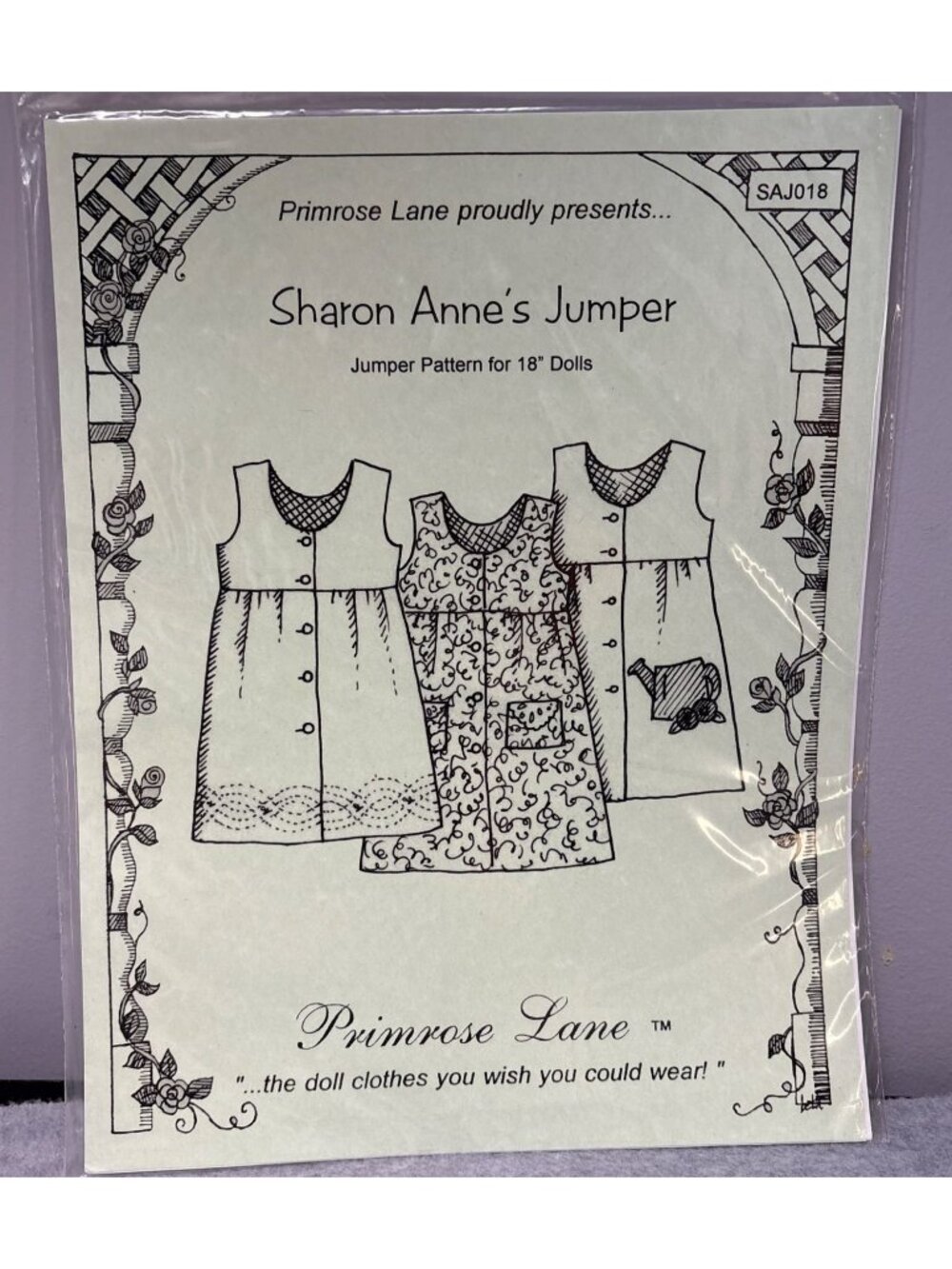 Sharon Annes Jumper Sewing Pattern for Size 18" Dolls by Primrose Lane 2013
